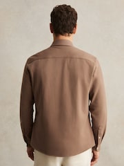 Reiss Camel Kappo Cotton-Twill Cutaway-Collar Overshirt - Image 5 of 6