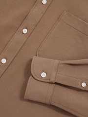 Reiss Camel Kappo Cotton-Twill Cutaway-Collar Overshirt - Image 6 of 6