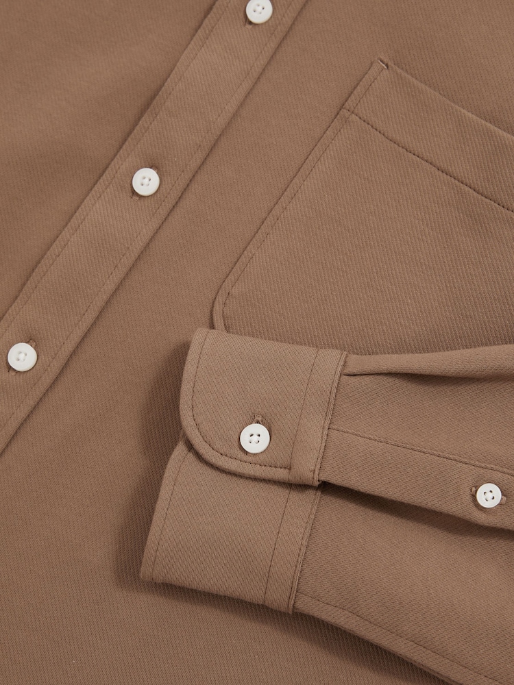 Reiss Camel Kappo Cotton-Twill Cutaway-Collar Overshirt - Image 6 of 6