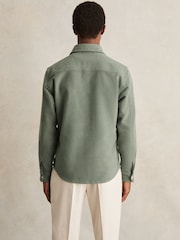 Reiss Green Camber Moleskin-Cotton Twin-Pocket Overshirt - Image 5 of 6