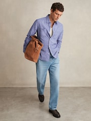 Reiss Blue/White Hendrixon Cotton-Poplin Stripe Twin-Pocket Shirt - Image 1 of 6