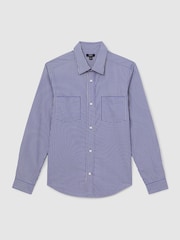 Reiss Blue/White Hendrixon Cotton-Poplin Stripe Twin-Pocket Shirt - Image 2 of 6