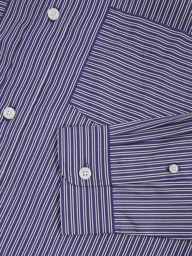 Reiss Blue/White Hendrixon Cotton-Poplin Stripe Twin-Pocket Shirt - Image 6 of 6