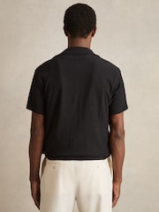 Reiss Black Coast Graphic Print Cuban-Collar Shirt - Image 5 of 6
