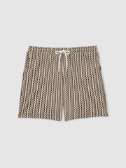 Reiss Tobacco Brown Teti Zig-Zag Knit Drawstring Shorts - Image 2 of 6