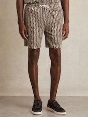 Reiss Tobacco Brown Teti Zig-Zag Knit Drawstring Shorts - Image 4 of 6