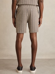 Reiss Tobacco Brown Teti Zig-Zag Knit Drawstring Shorts - Image 5 of 6