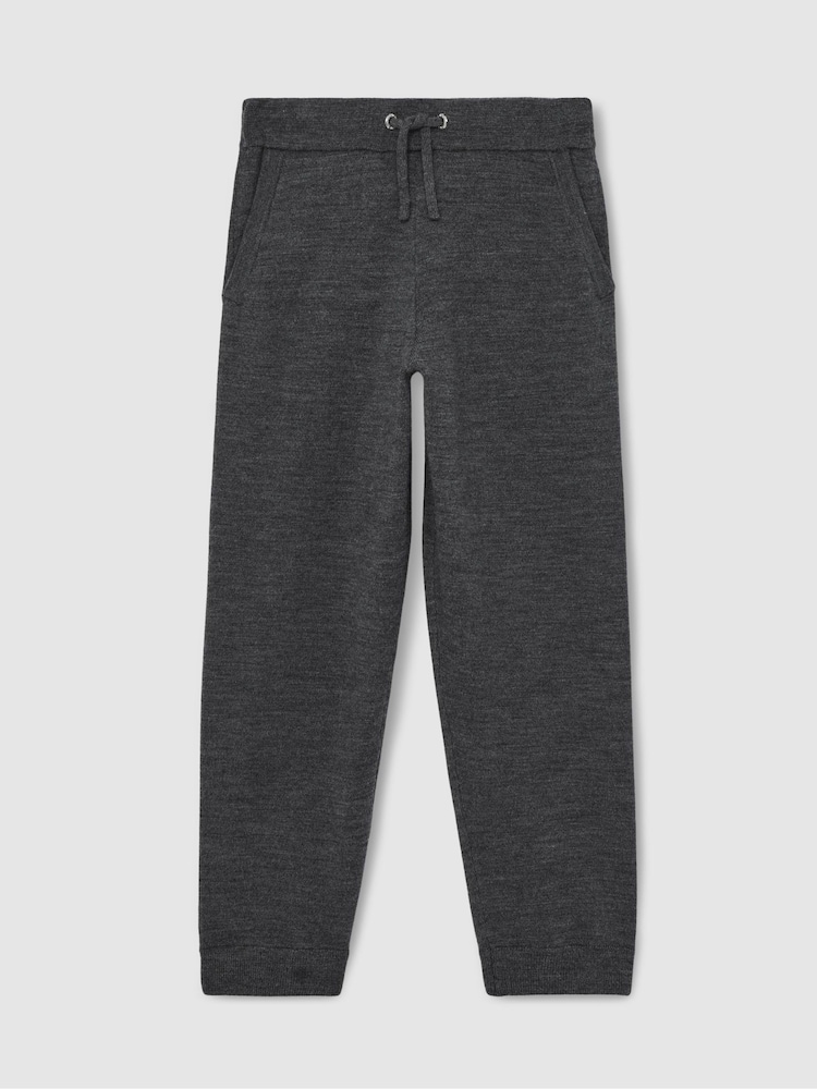 Reiss Derby Grey Melange Billings 13-14 yrs Merino Wool Cuffed Joggers - Image 1 of 4