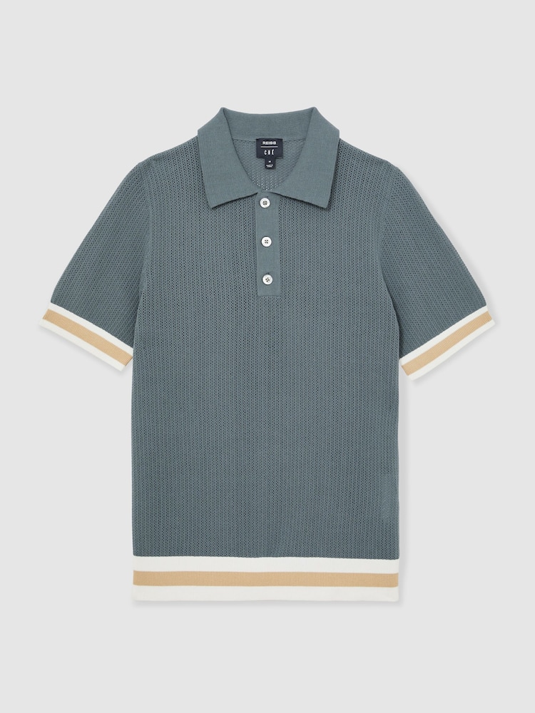 Azul fuerza aérea - Reiss Quinn Reiss | Ché Cotton Knit Polo Shirt - Imagen 2 de 6