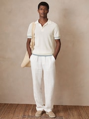 Blanco - Reiss Quinn Reiss | Ché Cotton Knit Polo Shirt - Imagen 1 de 7
