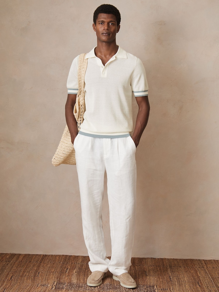 Blanco - Reiss Quinn Reiss | Ché Cotton Knit Polo Shirt - Imagen 1 de 7