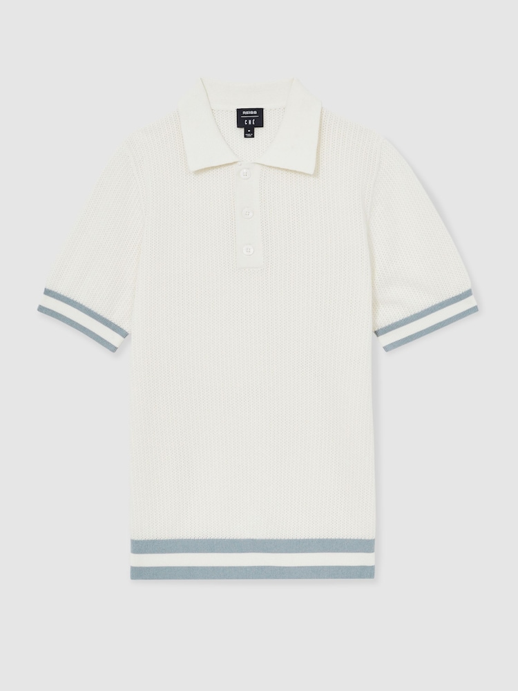 Blanco - Reiss Quinn Reiss | Ché Cotton Knit Polo Shirt - Imagen 2 de 7