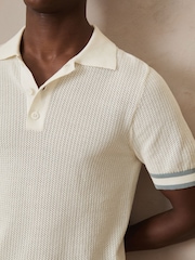 Blanco - Reiss Quinn Reiss | Ché Cotton Knit Polo Shirt - Imagen 4 de 7