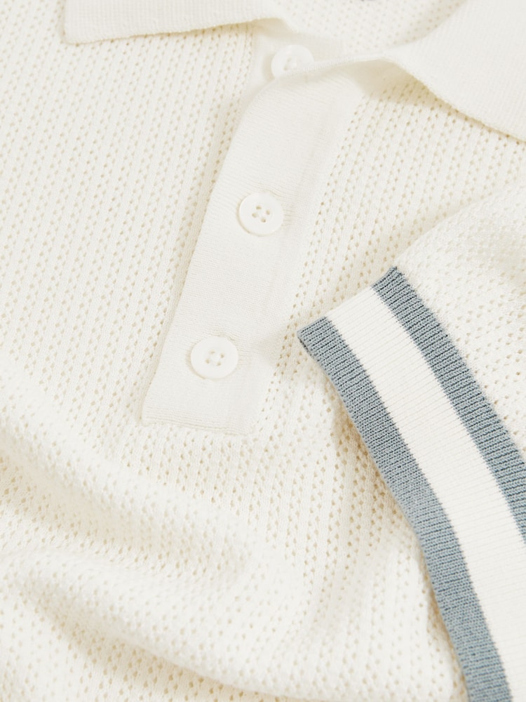 Blanco - Reiss Quinn Reiss | Ché Cotton Knit Polo Shirt - Imagen 7 de 7