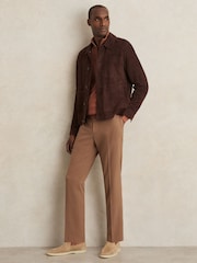 Reiss Cinnamon Brown Blackhall Merino Wool Half Zip Jumper - Image 5 of 6