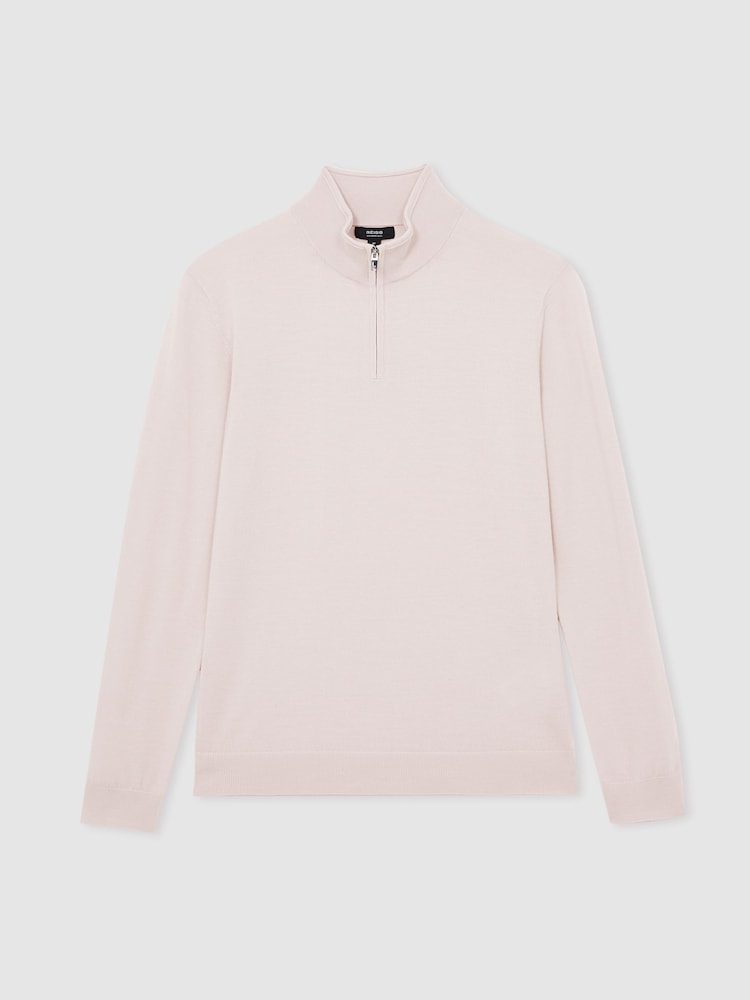Reiss Beige Blackhall Merino Wool Half-Zip Jumper - Image 2 of 7