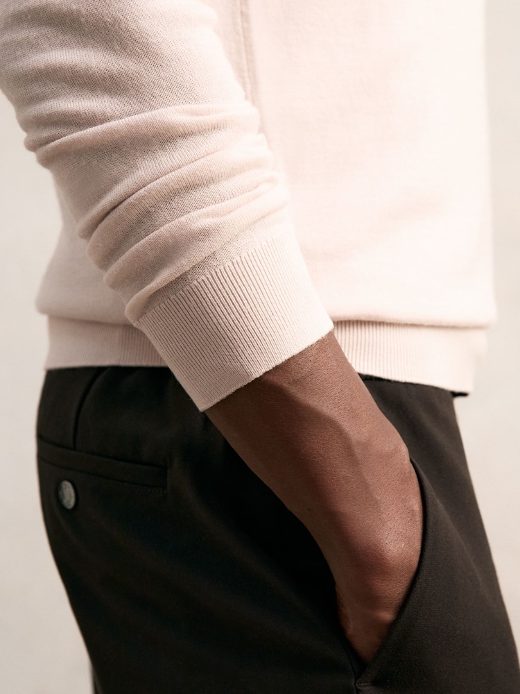 Reiss Beige Blackhall Merino Wool Half-Zip Jumper - Image 5 of 7