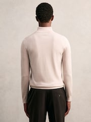 Reiss Beige Blackhall Merino Wool Half-Zip Jumper - Image 6 of 7