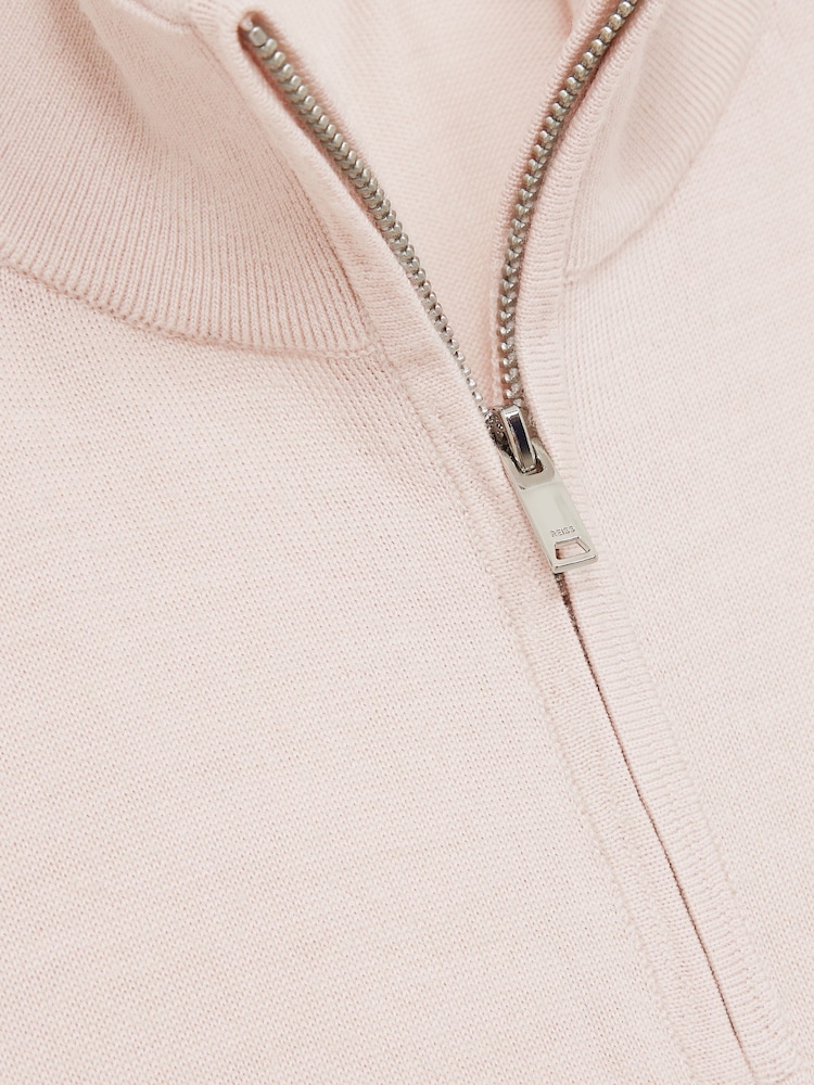 Reiss Beige Blackhall Merino Wool Half-Zip Jumper - Image 7 of 7