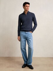 Reiss Midnight Navy Blackhall Merino Wool Half-Zip Jumper - Image 3 of 5