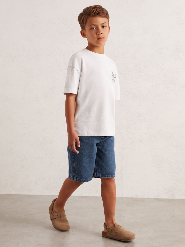 Reiss Mid Blue Bryan 13-14 yrs Denim Bermuda Shorts - Image 2 of 4 Reiss Mid Blue Bryan 13-14 yrs Denim Bermuda Shorts - Image 2 of 4