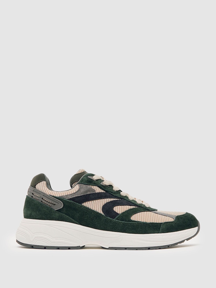 Reiss Forest Green/Stone Nido Trainers - Image 1 of 5