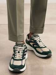 Reiss Forest Green/Stone Nido Trainers - Image 2 of 5