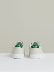 Reiss Off White/Green Luca Tumbled-Leather Low-Top Trainers - Image 3 of 4
