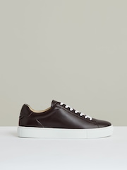 Reiss Plum Purple Finley Leather Low-Top Trainers - Image 1 of 5