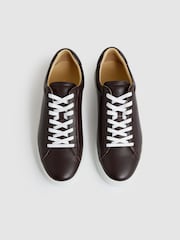 Reiss Plum Purple Finley Leather Low-Top Trainers - Image 3 of 5
