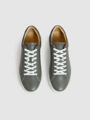Reiss Graphite Grey Finley Leather Low-Top Trainers - Image 3 of 5