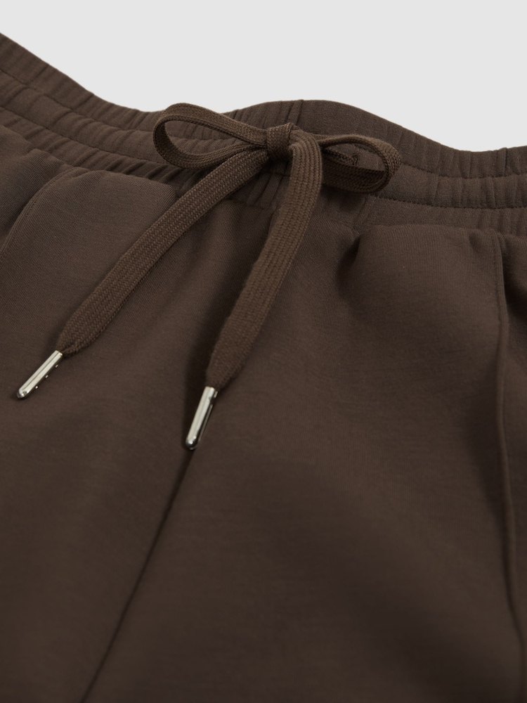 Reiss Chocolate Joanna Modal Blend Drawstring Co-Ord Sweat Shorts - Image 5 of 5