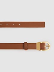 rumenorjava; poltna - Reiss Hazel Leather Curved-Buckle Belt - Slika 3 iz 4