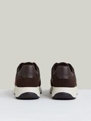 Reiss Chocolate Brown Emmett Bonded-Leather Suede Running Trainers - Image 6 of 6