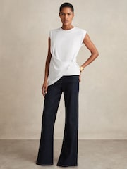 Reiss White Tilly Cotton Drape T-Shirt - Image 1 of 5