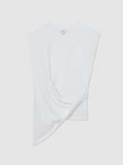 Reiss White Tilly Cotton Drape T-Shirt - Image 2 of 5