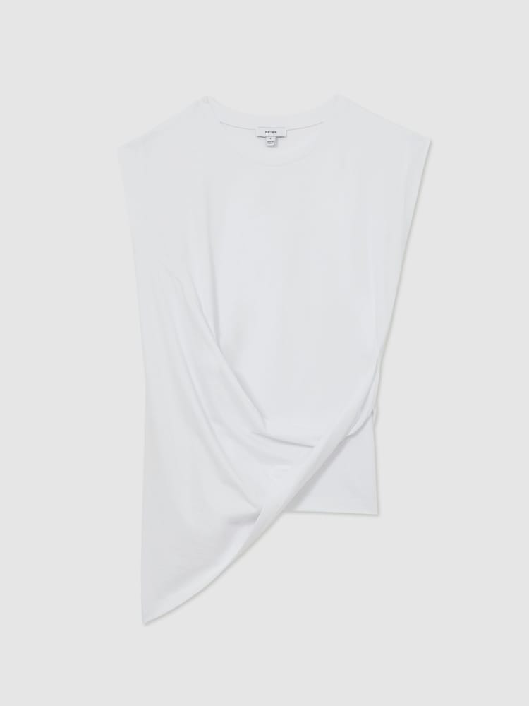 Reiss White Tilly Cotton Drape T-Shirt - Image 2 of 5