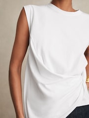 Reiss White Tilly Cotton Drape T-Shirt - Image 3 of 5