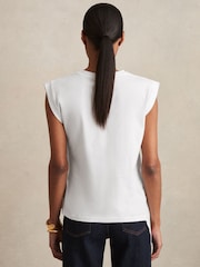 Reiss White Tilly Cotton Drape T-Shirt - Image 4 of 5
