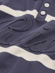 Reiss Indigo Blue/White Ellis 3-9 yrs Cotton Logo-Embossed Knit Polo Shirt - Image 4 of 4