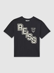 Reiss Navy/White Glen 9-13 yrs Cotton Oversized Logo T-Shirt - Image 2 of 4