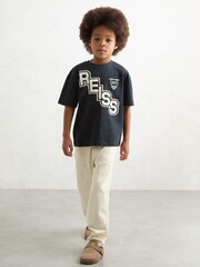 Reiss Navy/White Glen 9-13 yrs Cotton Oversized Logo T-Shirt - Image 3 of 4