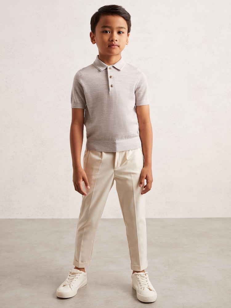 Reiss Wicker Melange Manor Merino Wool Short Sleeve Polo Shirt - Image 2 of 4