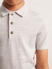 Reiss Wicker Melange Manor Merino Wool Short Sleeve Polo Shirt - Image 3 of 4