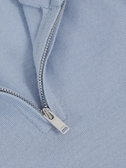 Reiss Soft Blue Melange Blackhall 13-14 yrs Merino Wool Half-Zip Funnel Neck Jumper - Image 4 of 4