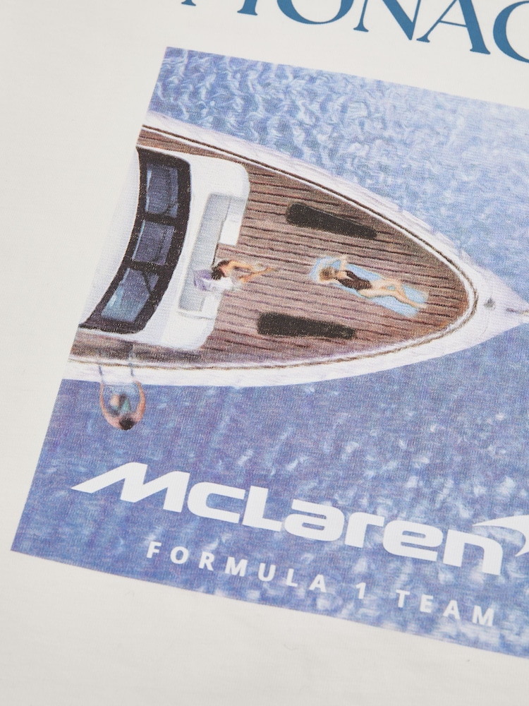 Reiss White/Blue Monaco Unisex Fit McLaren F1 Team Monaco GP T-Shirt - Image 9 of 9