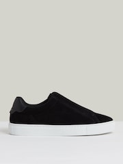 Reiss Black Emil Suede Slip-Ons Elasticated Trainers - Image 1 of 6