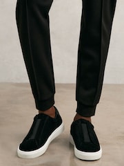 Reiss Black Emil Suede Slip-Ons Elasticated Trainers - Image 3 of 6