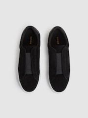 Reiss Black Emil Suede Slip-Ons Elasticated Trainers - Image 4 of 6