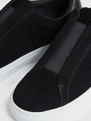 Reiss Black Emil Suede Slip-Ons Elasticated Trainers - Image 5 of 6